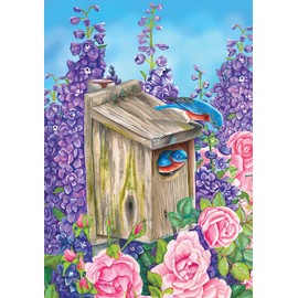 Briarwood Lane Bluebirds and Lilacs Spring Garden Flag Birdhouse 12.5" x 18"