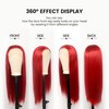 Red Lace Front Wig for Women Long Straight