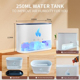 Himalayan Salt Essential Oil Diffuser with Flame Effect 150ML Aromatherapy Water Diffuser, Colorful LED Night Light & Humidifier with Timer, Perfect for Home, Large Room, Auto Shut-Off
