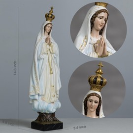 BC Catholic Our Lady of Fatima Virgin Mary Statue, 14.8" H Holy Mother Statue for Altar, Religious Gift Sacred Centerpiece for Home,Church, Hospital Renaissance Sculpture Handpainted by Buildclassic