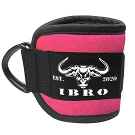 IBRO Ankle Strap for Cable Machines & Resistance Bands, Premium Padding Secure Fit, One Size Fits All, Kickbacks, Glute Workouts, Hip Abductors - Ankle Straps for Lower Body Exercise Single Pink