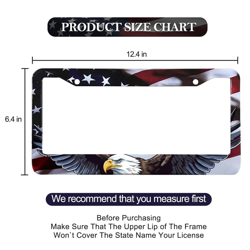 LIN KANG American Flag Eagle License Plate Frame Holder -