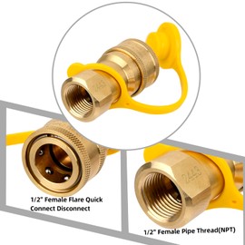 Larrik 1/2 Natural Gas Quick Connect, Natural Gas Quick Connect Fittings for LP/NG Appliance, Solid Brass Connector Use for Generator, Grill, Fire Pit,BBQ