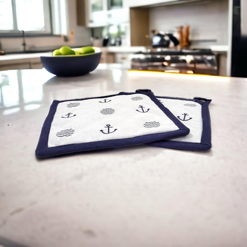 BUSDUGA 4354 Set of 2 Pot Holders in Maritime Style,