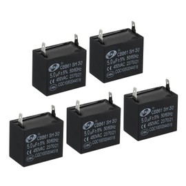 PATIKIL CBB61 Ceiling Fan Capacitor, 5Pcs 5uF 450V AC 50/60HZ Single Insert with 2pins for Air Conditioner Fan Motor Star Run Capacitors 38 x 36 x 32mm
