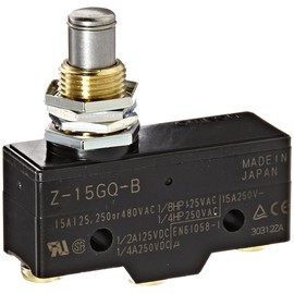 Omron Z-15GQ-B General Purpose Basic Switch, Panel Mount Plunger, Medium OP, Screw Terminal, 0.5mm Contact Gap, 15A Rated Current