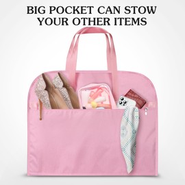 Limoomil 6" Gusseted Waterproof Garment Bag for Travel, 43" Tear Resistance Suit Bag for Men Travel for Suits, Tuxedos, Coats, Uniform. (pink, 42")