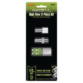 Flexzilla Pro High Flow Coupler & Plug Kit, 1/4" NPT, 3-Piece - A53452FZ
