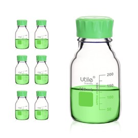 Utile Media Bottle, 3.3 Borosilicate Glass Bottles with GL45 Screw Caps, 6pcs of 250ml(8.45oz) Lab Media Bottles, PP Material Media Storage Bottle, 4038.0250.6