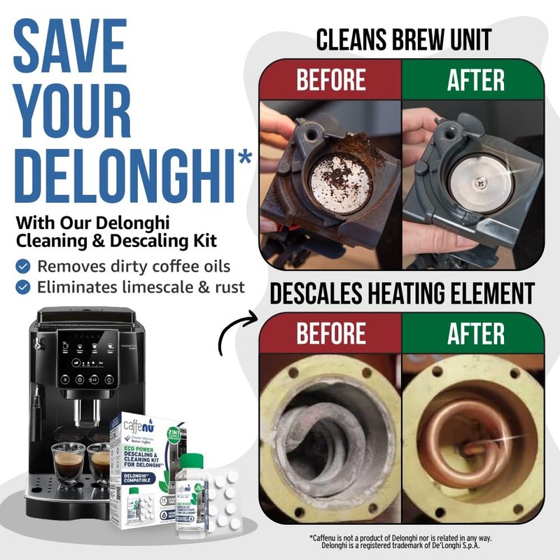 Delonghi Compatible Descaling Solution & 10 Cleaning Tablets. 200ml Descaler.