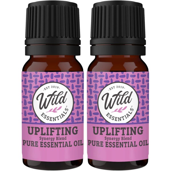 Wild Essentials "Uplifting" 100% Pure Essential Oil Synergy Blend 2 Pack, 10ml, Use for Mood Boost, Motivation, Happiness, Optimism, Made and Bottled in The USA