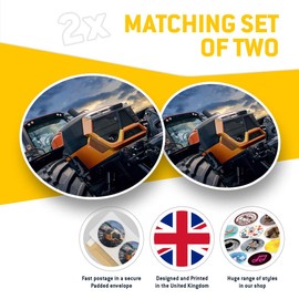 Vinyl Stickers (Set of 2) 7.5cm - Orange Farmer Tractor Vehicle Farm #24619