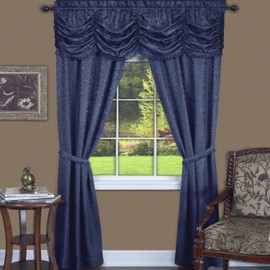 Achim Home Furnishings PAPN84NY12 Navy Panache Window in A Bag 5Piece Curtain Set, 55" X 84"