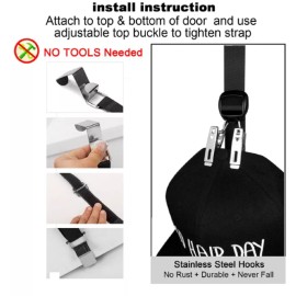 TIKA 20-Hat Baseball Cap Rack Storage Organizer - Hanger System for Closet & Door