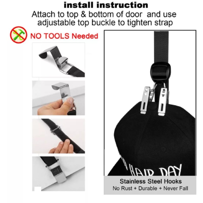 TIKA 20-Hat Baseball Cap Rack Storage Organizer - Hanger System