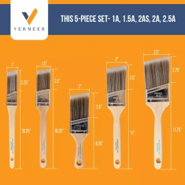 Vermeer 5 Pack Angle Brushes in Assorted Sizes for All Latex and Oil Paints & Stains