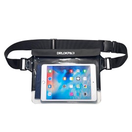 DRLOKPAK Waterproof Fanny pack Hip Pouch Dry Belt bag For Phone Passport Wallet Purse Floating Waterproof Waist Bag for surfing swimming snorkeling kayaking Beaching, Black, Large(25*20cm), Waist