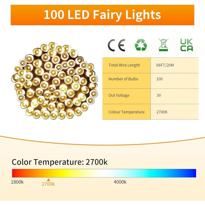 Gresonic gresonic100/200/300/400LED Fairy Lights,8 Modes Timer for Bedroom Plug in,Warm