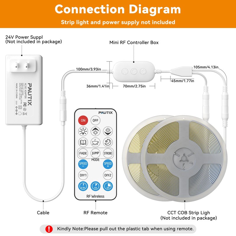 PAUTIX 2-Way LED Dimmer Controller with RF Remote for Single