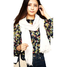 Harewith Scarf, Stole, Autumn and Winter, Women's, Japanese Brand, Cotton, Sun Protection, Thin, Large, Shawl, Towel, UV Protection, Cooling Protection, Birthday, Mother's Day, white