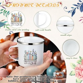 Honeydak 3 Pcs Book Lover Gift Set 12oz Double Sided Book Mug with Keychain Bookmark Enamel Mug Bookish Club Gifts for Women Men Female Readers Teacher Manager Employee Coworker Birthday