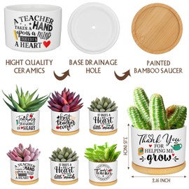 Layhit 24 Pcs Teacher Christmas Appreciation Gifts Thank You Teacher Gift 16 oz Glass Teacher Cups Succulent Plant Pots Keychains Socks for Women Teachers Thank You Retirement Christmas Birthday Gifts