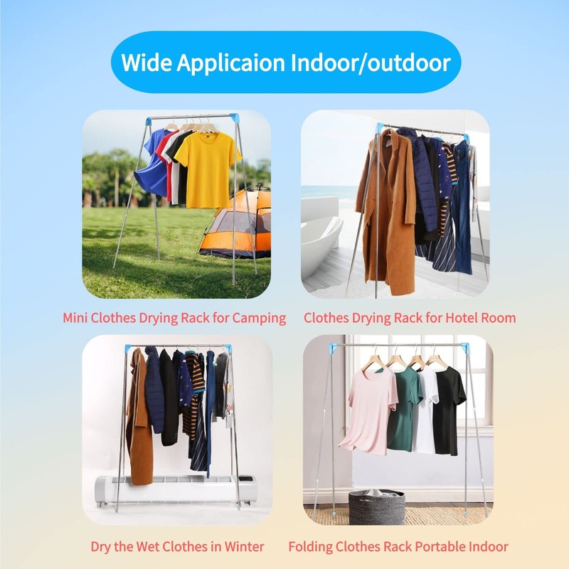 Portable Travel Garment Rack, Stainless Steel Foldable Mini Drying Clothes