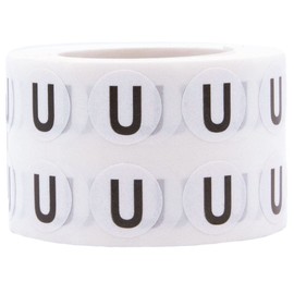 Letter U Inventory Labels .5 Inch Round Circle Dots 1,000 Adhesive Stickers