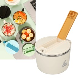 Yosoo Health Gear 1200ml Rapid Ramen Bowl with Filterable Lid, Stainless Steel Noodle Bowl Set with Chopsticks and Spork, Portable Soup Bowl Ramen Cooker Bowl for Office (Beige)