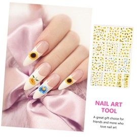 FRCOLOR 3 Sheets Sunflower Nail Art Decals Water Transfer Stickers for Women DIY Manicure Designs Nail Stickers for Friends