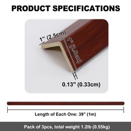 Gaahing 3 Pcs 39" Wall Corner Guards, Walnut Wood Grain L-Shaped Outside Corner Shield for Wall Edge, Door Frame Protector Bumper