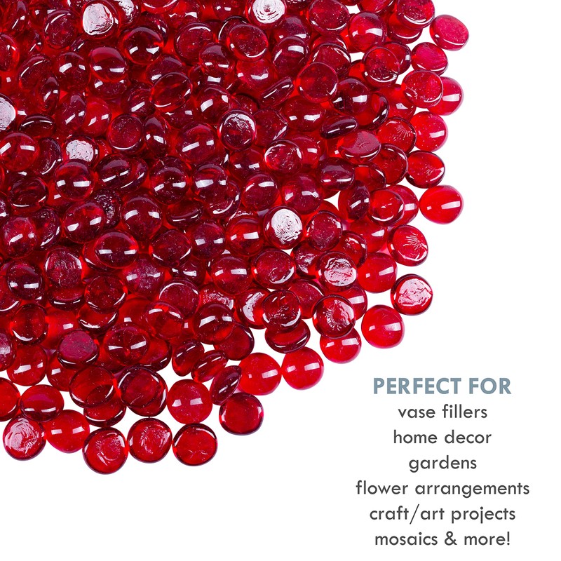 Galashield Flat Glass Marbles for Vases Red Glass Gems Beads
