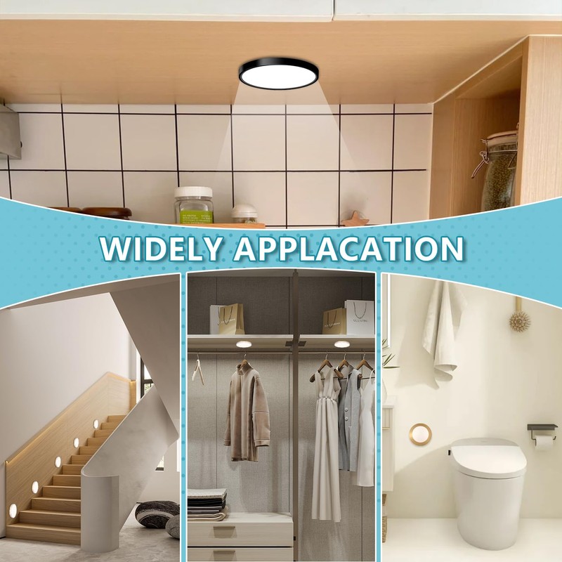 MaxDovYen Circular Under Cabinet Light Magnets 4PCS, Magnetic Strips with