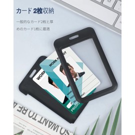 Pawfly 3 Pack Badge Holder Hard Black Vertical Plastic Card Case Protector Office School ID Credit Proximity Key Card Driver License and Pass Removable Strap Sliding