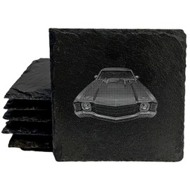 70s Style, Modern Function: 1972 Chevelle Coasters for Car Fans - Square Slate - set of 8