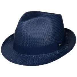 Lipodo Colour City Trilby Straw Hat Made in Italy Men and Women Spring Summer Blue M (56-57 cm)