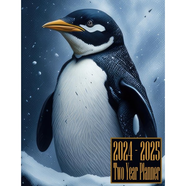 2024-2025 Two Year Planner: Beautiful Penguin themed Cover June 2023-December