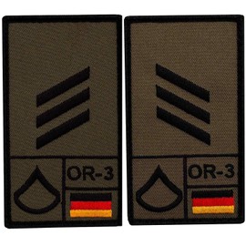 Café Viereck ® Hauptgefreiter Bundeswehr Rank Patch with Rank - Embroidered with Velcro - 9.8 cm x 5.6 cm - Olive - Pack of 2 Left and Right Side