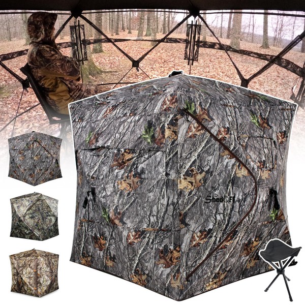 ShedOFF Hunting Blind 1-3 Person with Tri-Leg Hunting Stool, 270