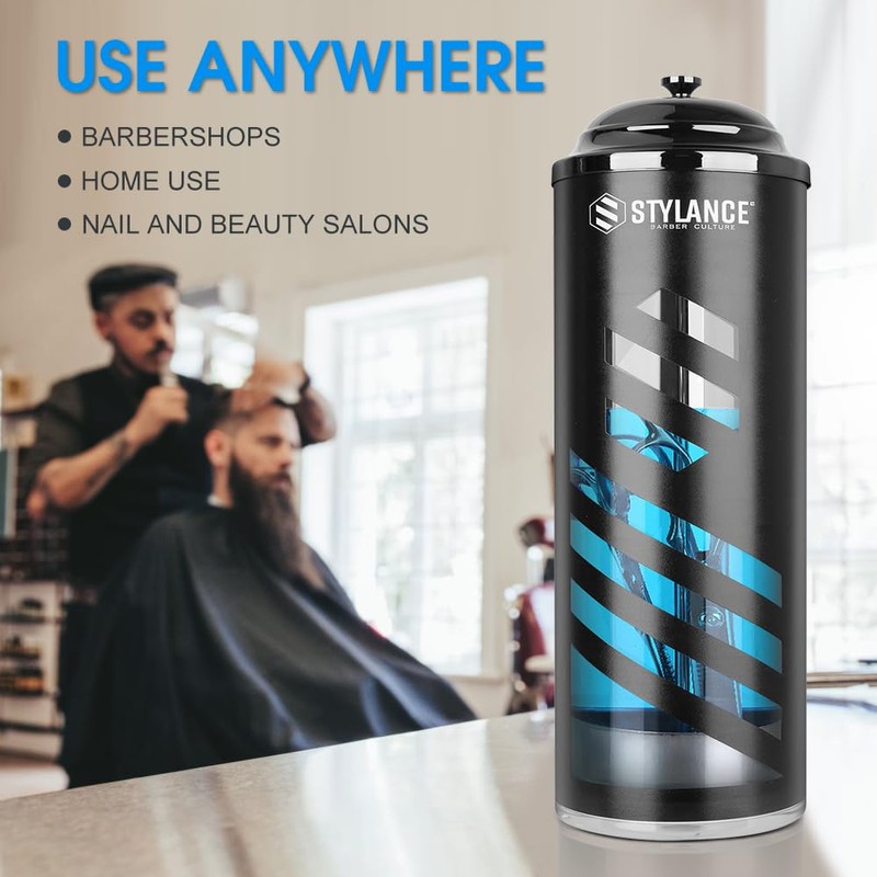 STYLANCE Barber Disinfecting Jar, Glass Disinfectant Container with Removable Basket,