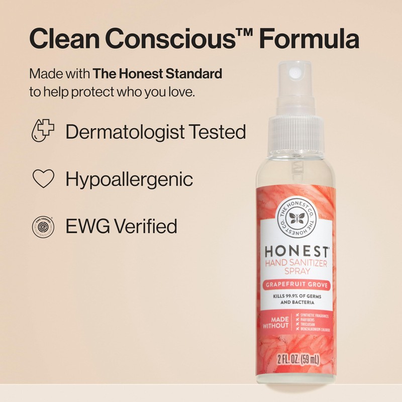 The Honest Company Plant-Based Hand Sanitizer Spray Kills 99.9% of