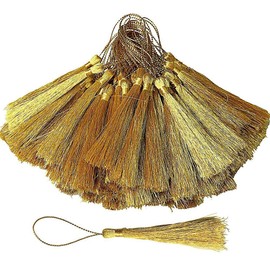 100 Pieces Handmade Straight Tassel, Gold Silky Tassels, Key Chain, Tassel Pendant, Craft Tassels for Making Jewellery, Souvenirs, Bookmarks, DIY Craft Accessories