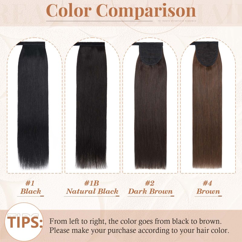 TESS Ponytail Extensions, Real Hair, 40 cm Long, 80 g,