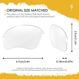 AOZAN ANSI Z87.1 Replacement Lenses Compatible with Oakley Flak Draft OO9364 Sunglasses, A028EU-HICLEAR, A028EU-HICLEAR, High resolution clear