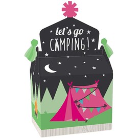 Big Dot of Happiness Let’s Go Glamping - Treat Box Party Favors - Camp Glamp Party or Birthday Party Goodie Gable Boxes - Set of 12