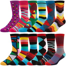 ZEKE Funny Dress Socks for Men - Funky Mens Crazy Socks - Cool Colorful Patterned Fun Socks for Men (Variation B, 12-16)
