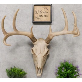 Ebros 18."L 10 Point Buck Head Wall Mount Resin Stag Deer Skull Antler Sculpture