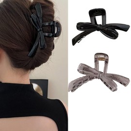 HAPVITAL Hair Clip, Large Hair Clip, Hair Clip, Simple, Can Be Used for Dense Hair, Office Hair Clip, Large, Firm, Gray, Large Firm (Tempent)