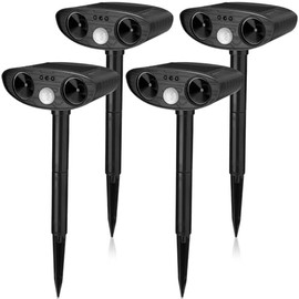 Qualirey 4 Pack Ultrasonic Animal Repellent Outdoor Solar Animal Repeller with Motion Detection Waterproof Deterrent Devices Repel Deer Cat Dog Squirrel Raccoon Skunk Rats for Yard Garden
