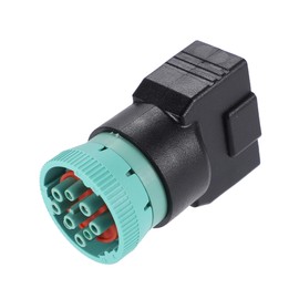 A ABSOPRO Type 2 OBD2 Male 9 Pin J1939 to OBD2 16 Pin J1962 Female Adapter OBD Diagnostic Device Connector Converter Plastic Black 1 Pcs